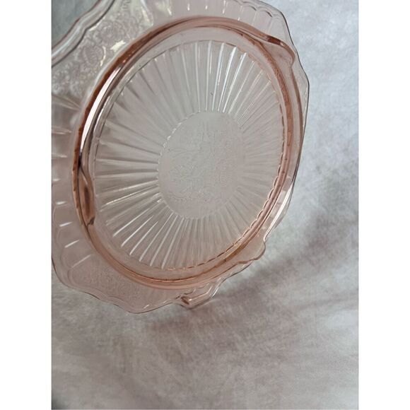 Vintage Pink Depression Glass Footed Platter - Picture 4 of 7